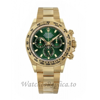 Rolex Replica Cosmograph Daytona Yellow Gold Tachymeter Green Dial 40MM Watch 116508