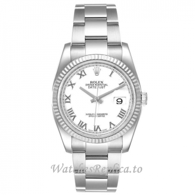 Replica Rolex Datejust 116234 Steel White Gold White Roman Dial Mens Watch