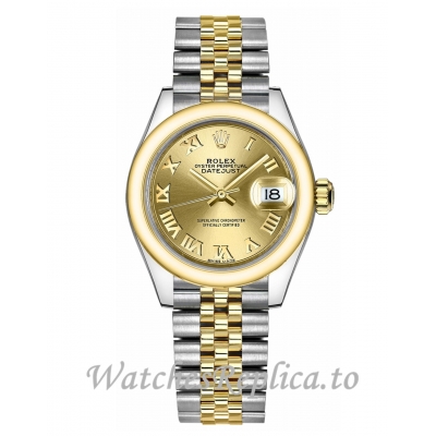 Replica Rolex Lady-Datejust 279163-0009 Champagne Dial Watch 28MM