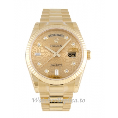 Rolex Day-Date Champagne Jubilee Diamond Dial 118238-36 MM
