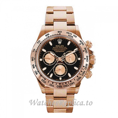 Replica Rolex Daytona 116505-1 40MM Rose Gold strap Mens Watch