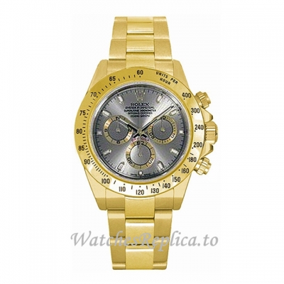 Replica Rolex Daytona 116528-13 40MM Yellow Gold strap Mens Watch