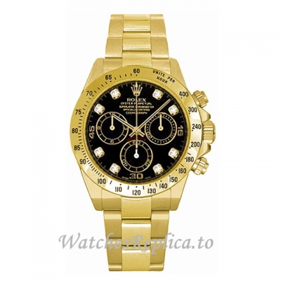 Replica Rolex Daytona 116528-2 40MM Yellow Gold strap Mens Watch