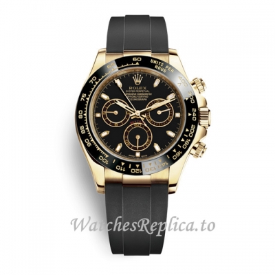 Replica Rolex Daytona m116518ln-0035 40MM Black Oysterflex strap Mens Watch