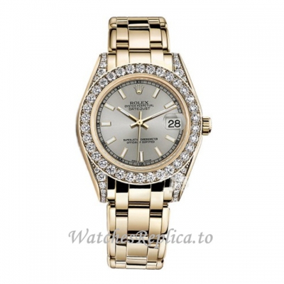 Replica Rolex Pearlmaster m81158-0044 34MM Yellow Gold strap Ladies Watch