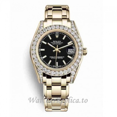 Replica Rolex Pearlmaster m81158-0117 34MM Yellow Gold strap Ladies Watch