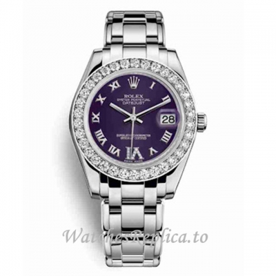 Replica Rolex Pearlmaster m81299-0040 34MM White Gold strap Ladies Watch