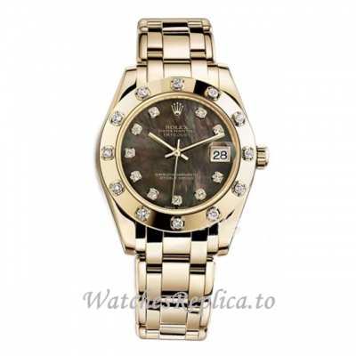Replica Rolex Pearlmaster m81318-0023 34MM Yellow Gold strap Ladies Watch