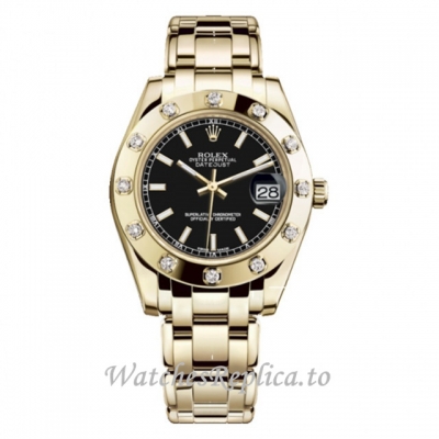 Replica Rolex Pearlmaster m81318-0028 34MM Yellow Gold strap Ladies Watch