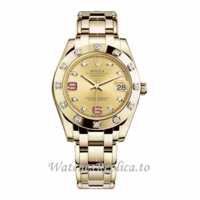 Replica Rolex Pearlmaster m81318-0041 34MM Yellow Gold strap Ladies Watch
