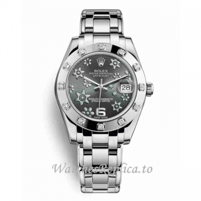 Replica Rolex Pearlmaster m81319-0037 34MM White Gold strap Ladies Watch