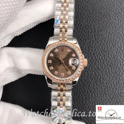 Swiss Rolex Datejust Replica 279174 Stainless steel strap 28MM Brown Dial Diamonds