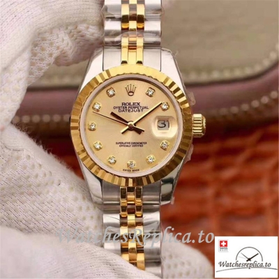 Swiss Rolex Datejust Replica 19967 Yellow Gold Dial 28MM