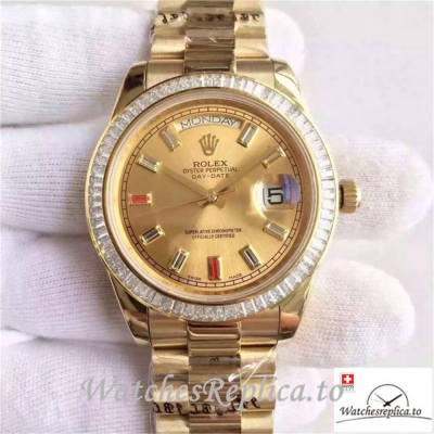 Swiss Rolex Day Date Replica 218238 001 Diamonds Bezel 41MM