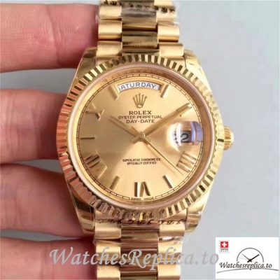 Swiss Rolex Day Date Replica 228238 001 Yellow Gold Bezel 41MM