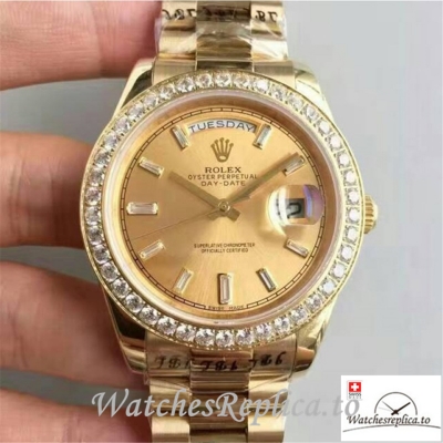 Swiss Rolex Day Date Replica 228348RBR Yellow Gold Strap 40MM