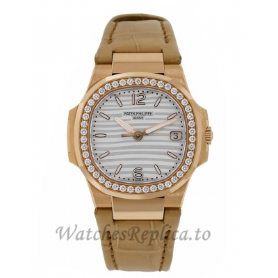 Patek Philippe Nautilus Rose Gold Diamond Bezel 32MM Watch 70101R011