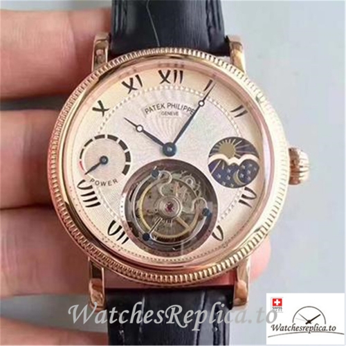 Swiss Patek Philippe Tourbillon Replica Rose Gold Bezel 43MM